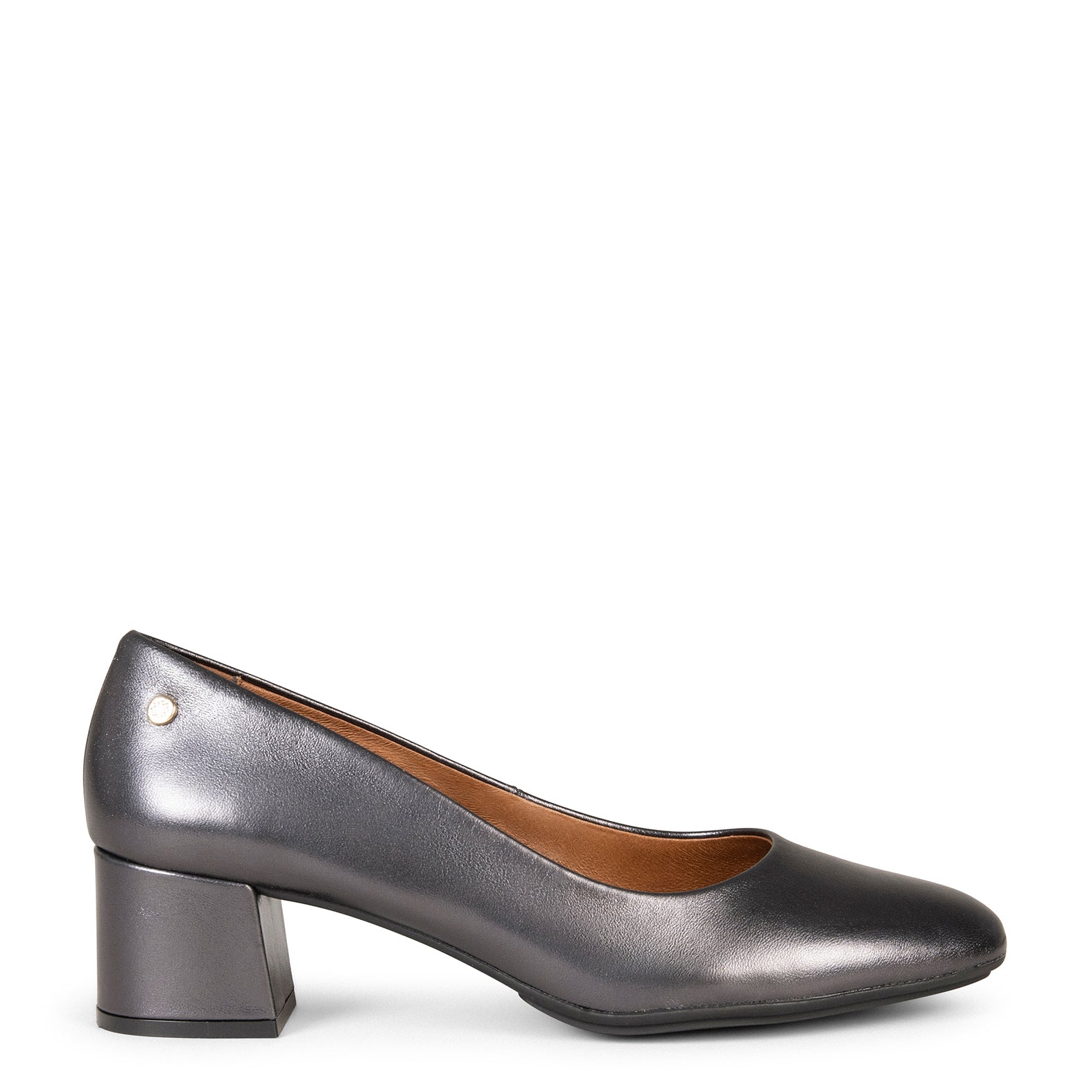 URBAN ROUND SPLASH – SILVER leather low heels