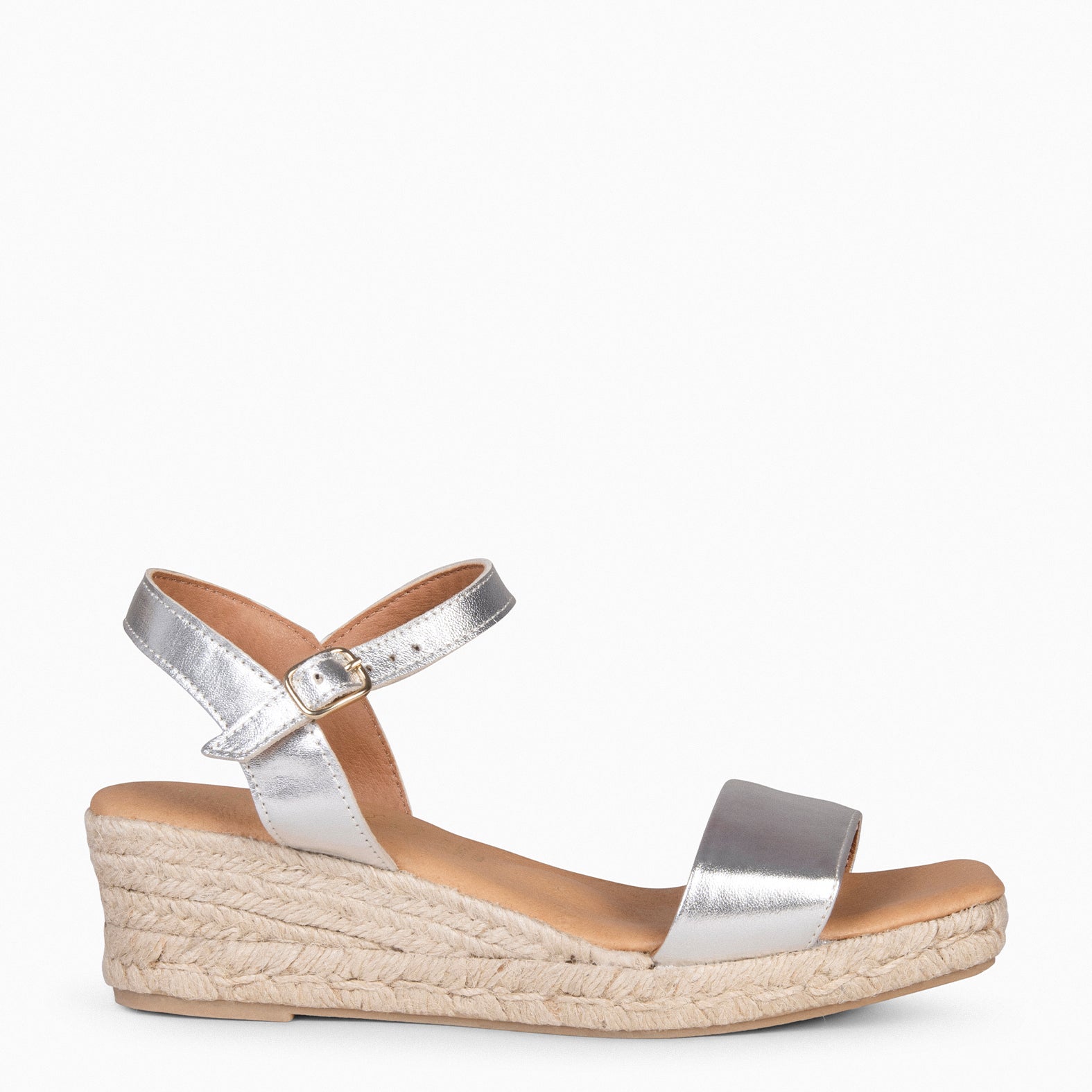 JEREZ - Sandalias de Esparto Metalizadas PLATA