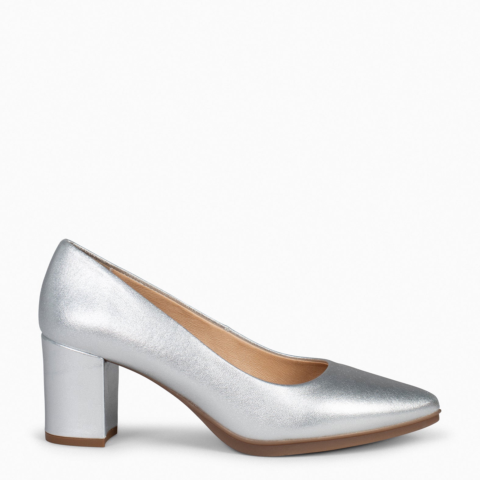 URBAN S SPLASH - SILVER METALLIC LEATHER MID HEELS
