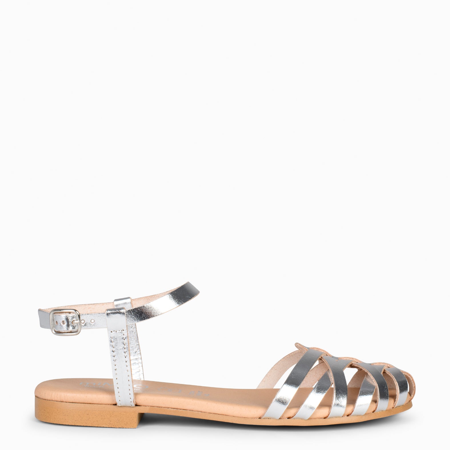 CANGREJERA – Sandalias planas trenzadas PLATA
