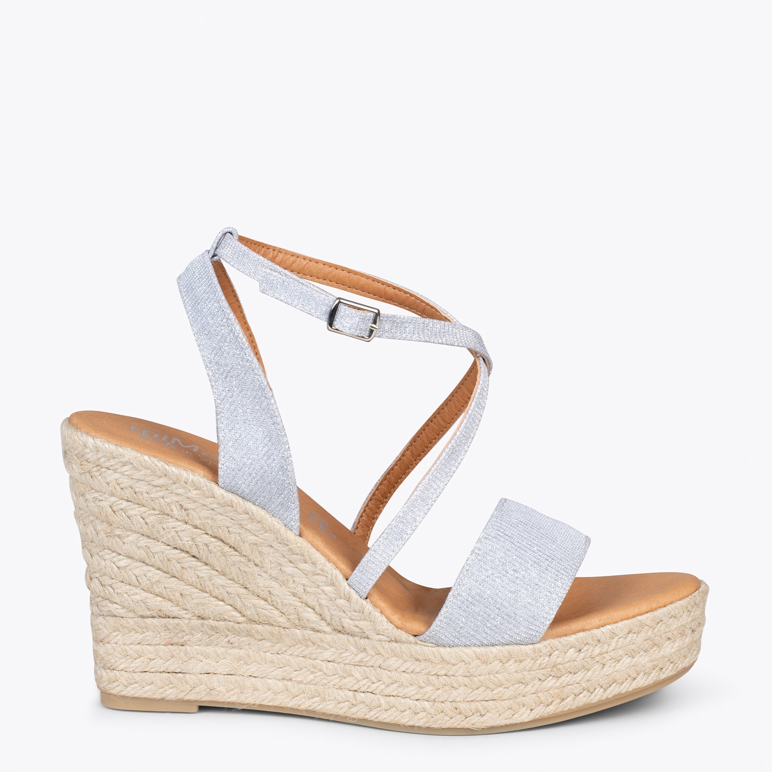 FARO - Cuña de esparto alta PLATA