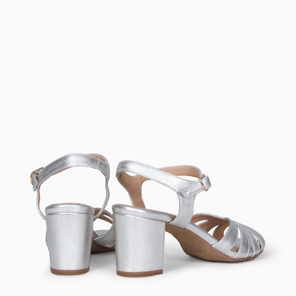 MUSA – Sandalias de Tacón ancho PLATA