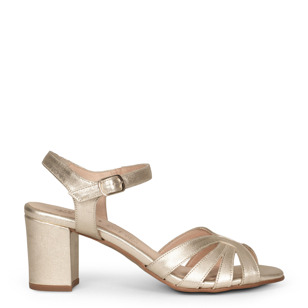 MUSA – Sandalias de Tacón ancho PLATINO