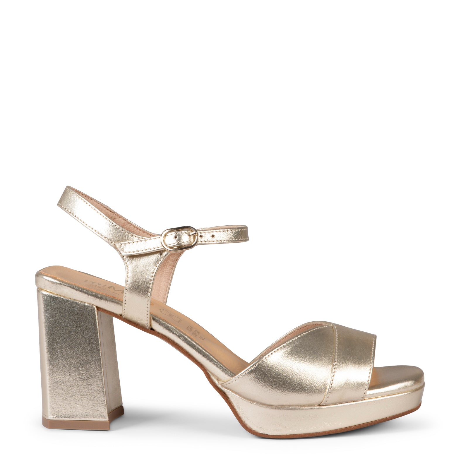 MICHELLE – Sandales à talon large et plateforme DORÉ