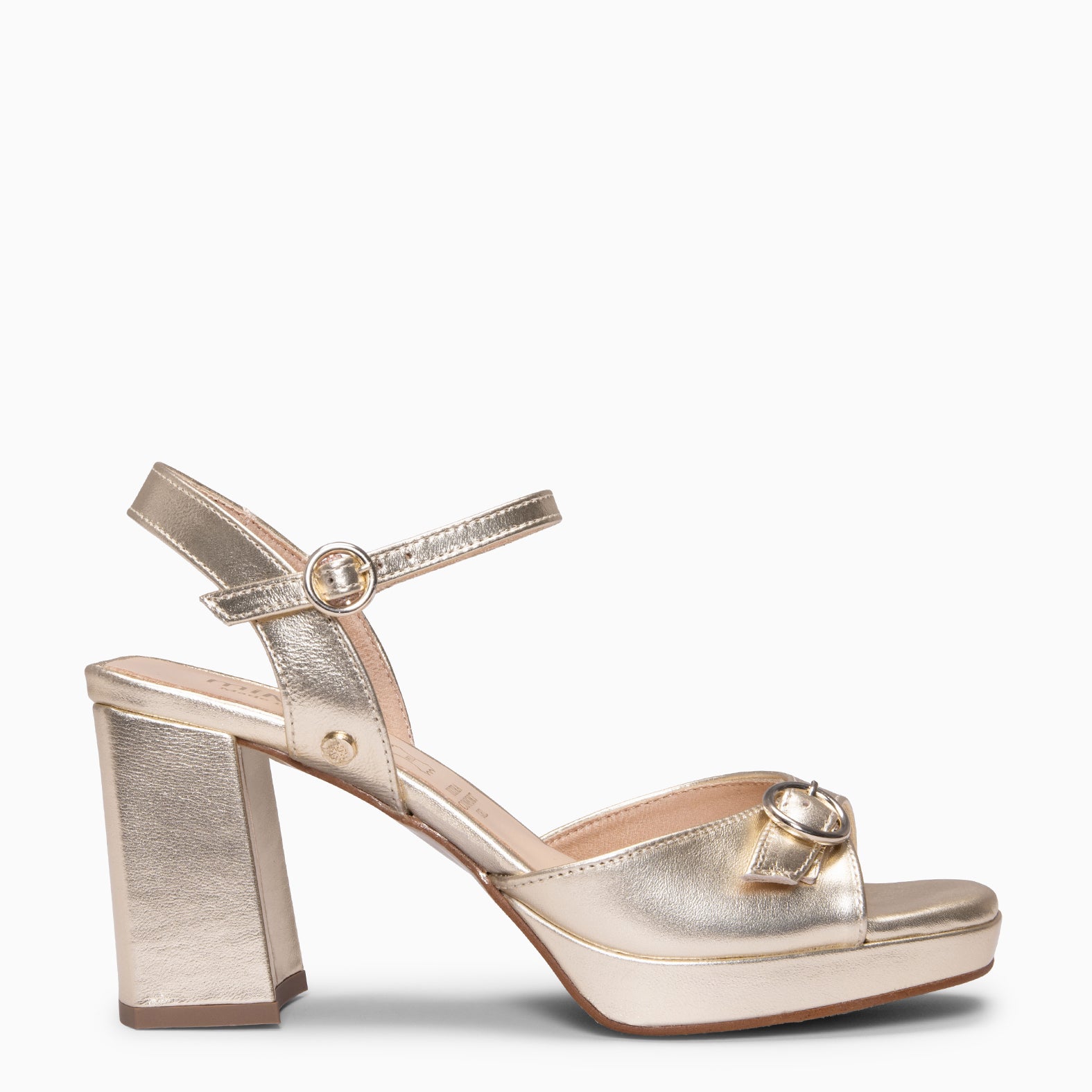 OLIVIA - Sandália de salto alto com correia ajustável PLATINA