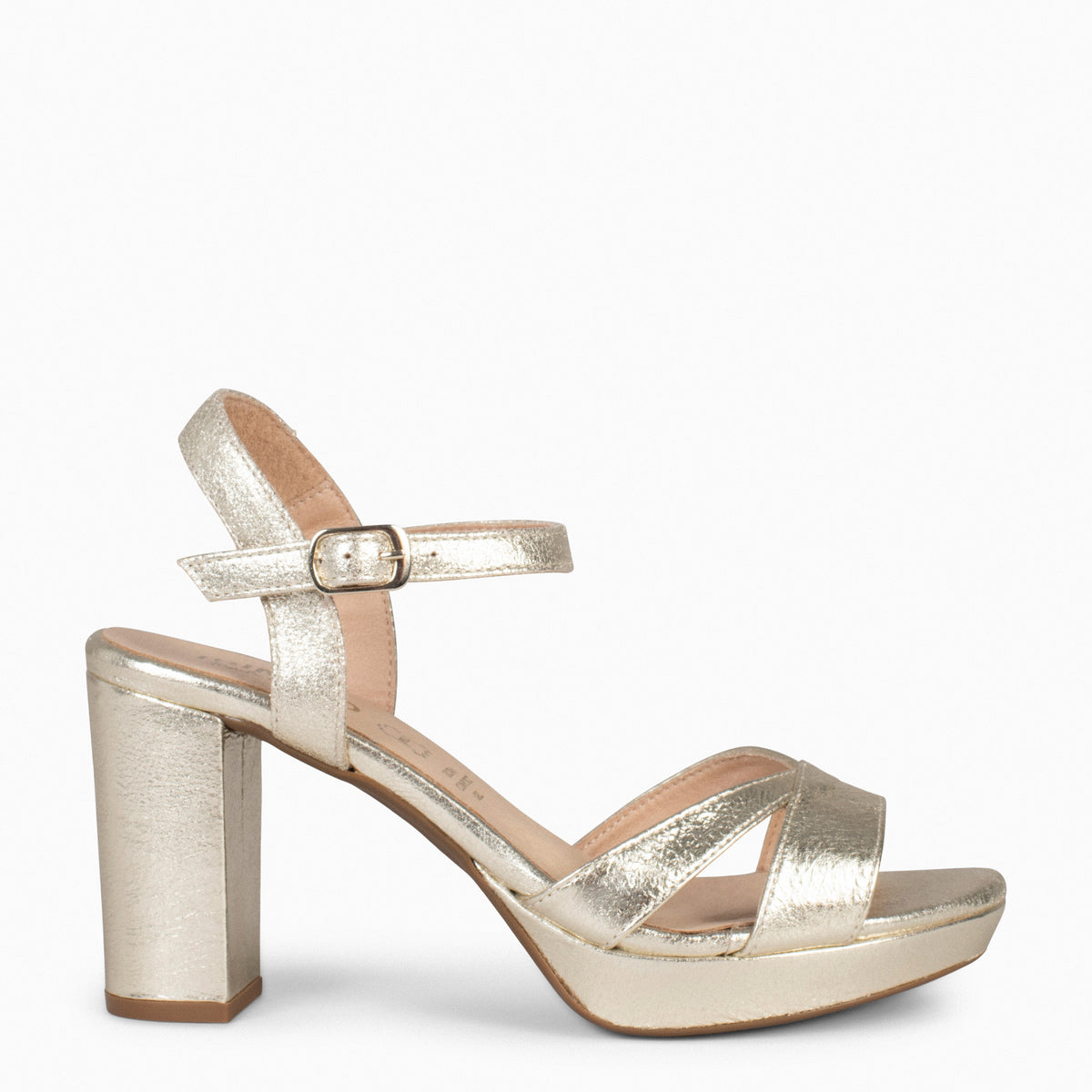 PARIS – GOLDEN high heel sandal with platform