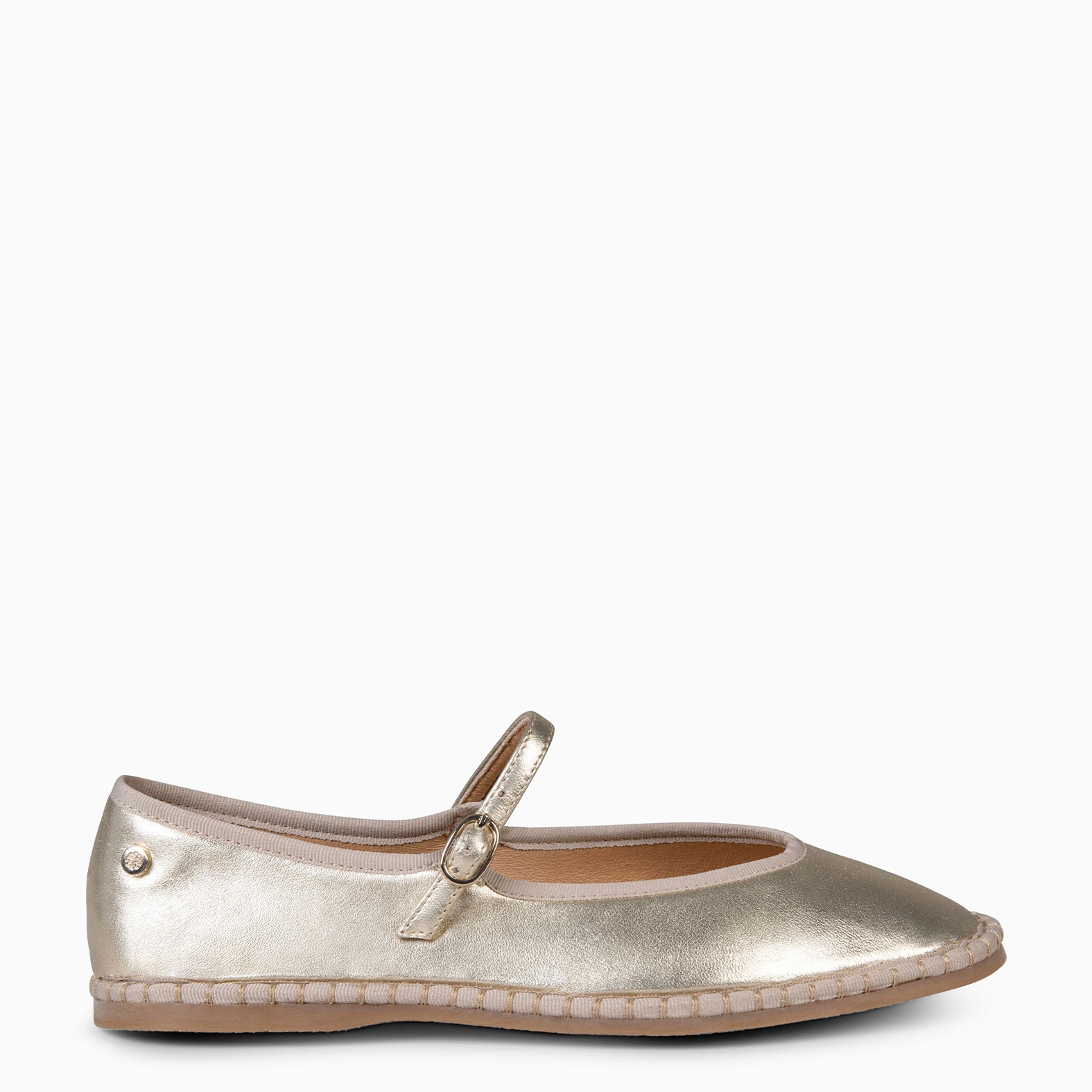 MARGARET - GOLDEN FLAT MARY-JANE WITH STRAP