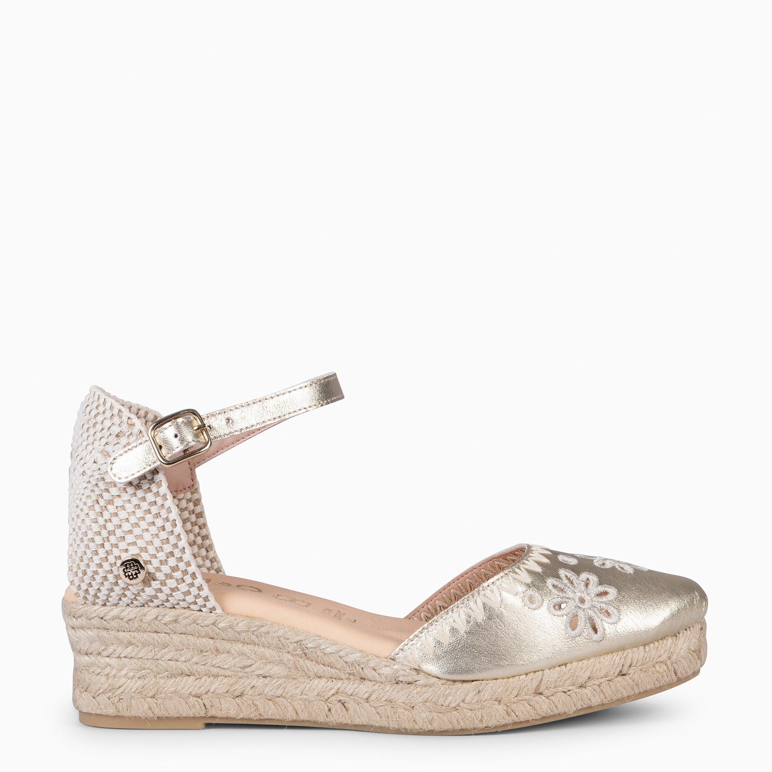 CASARES XS - Espadrilles en cuir brodé DORÉ