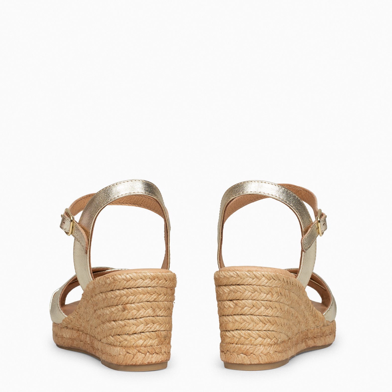 CALPE – Cuñas de Esparto artesanal con tiras y hebilla PLATINO