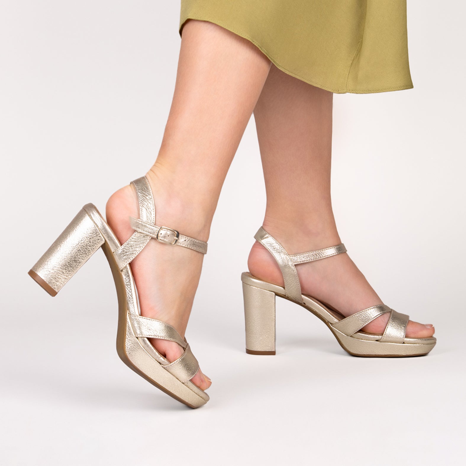 PARIS – Sandalias de fiesta con tacón alto y plataforma PLATINO - miMaO ®