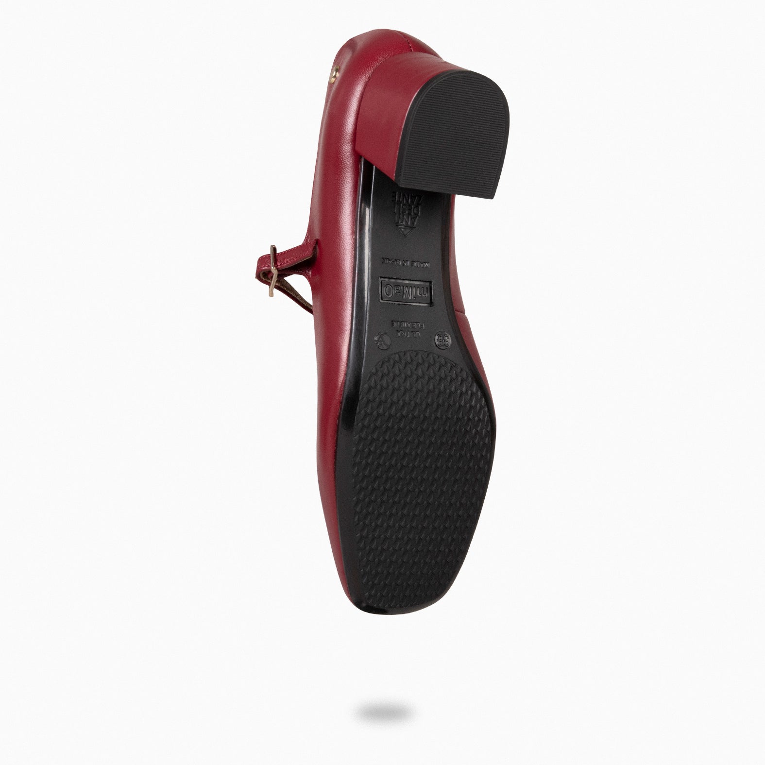 BELLA - Burgundy suede leather mary-jane