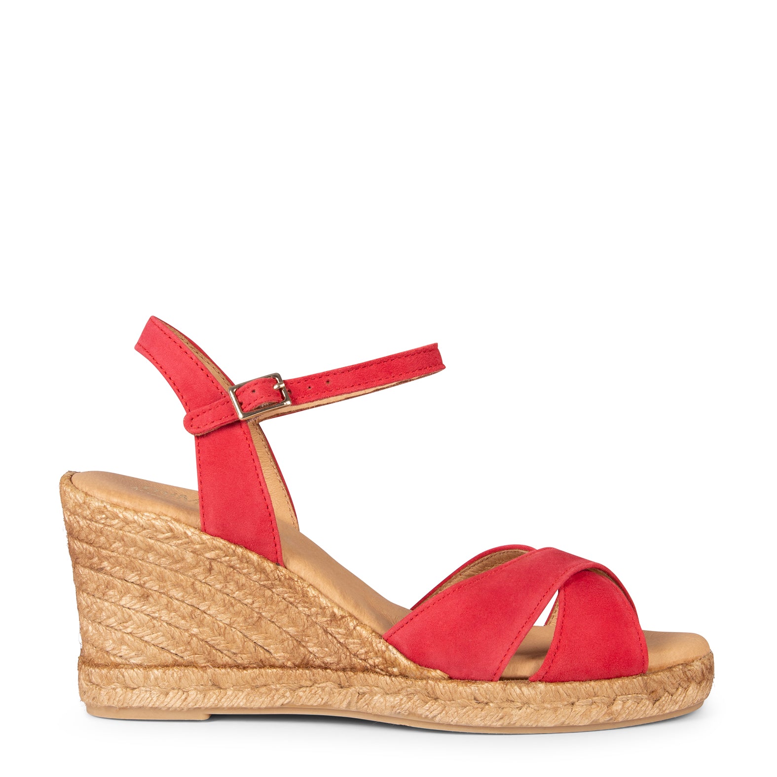 CALPE – Espadrilles à talon en daim ROUGE