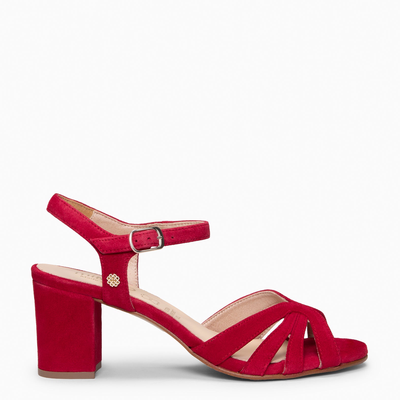 MUSE - RED BLOCK HEEL SANDALS | miMaO ®