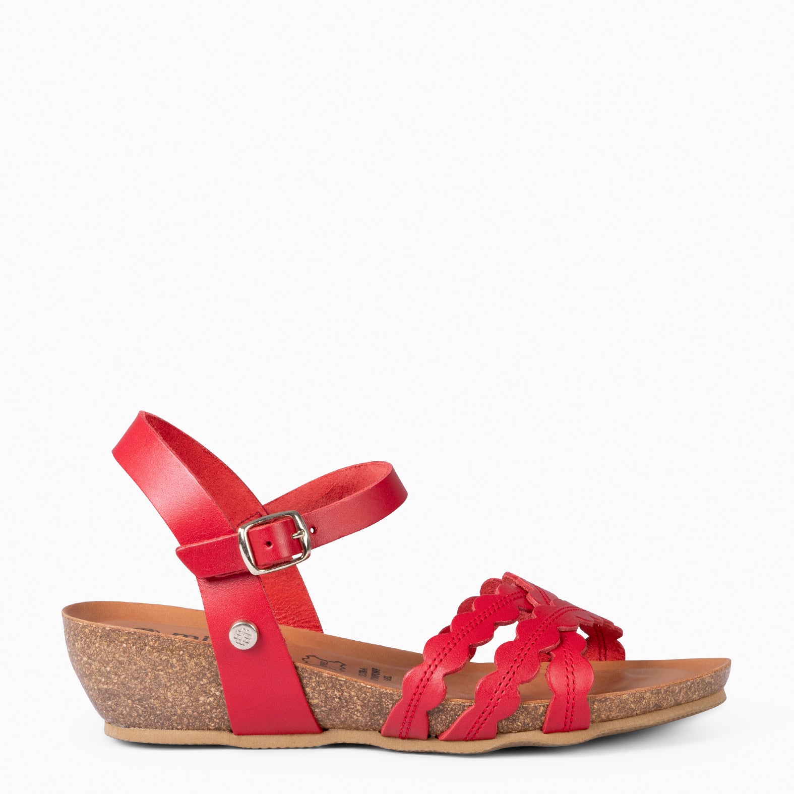 MALTA - RED BIO SANDALS WITH LOW WEDGE