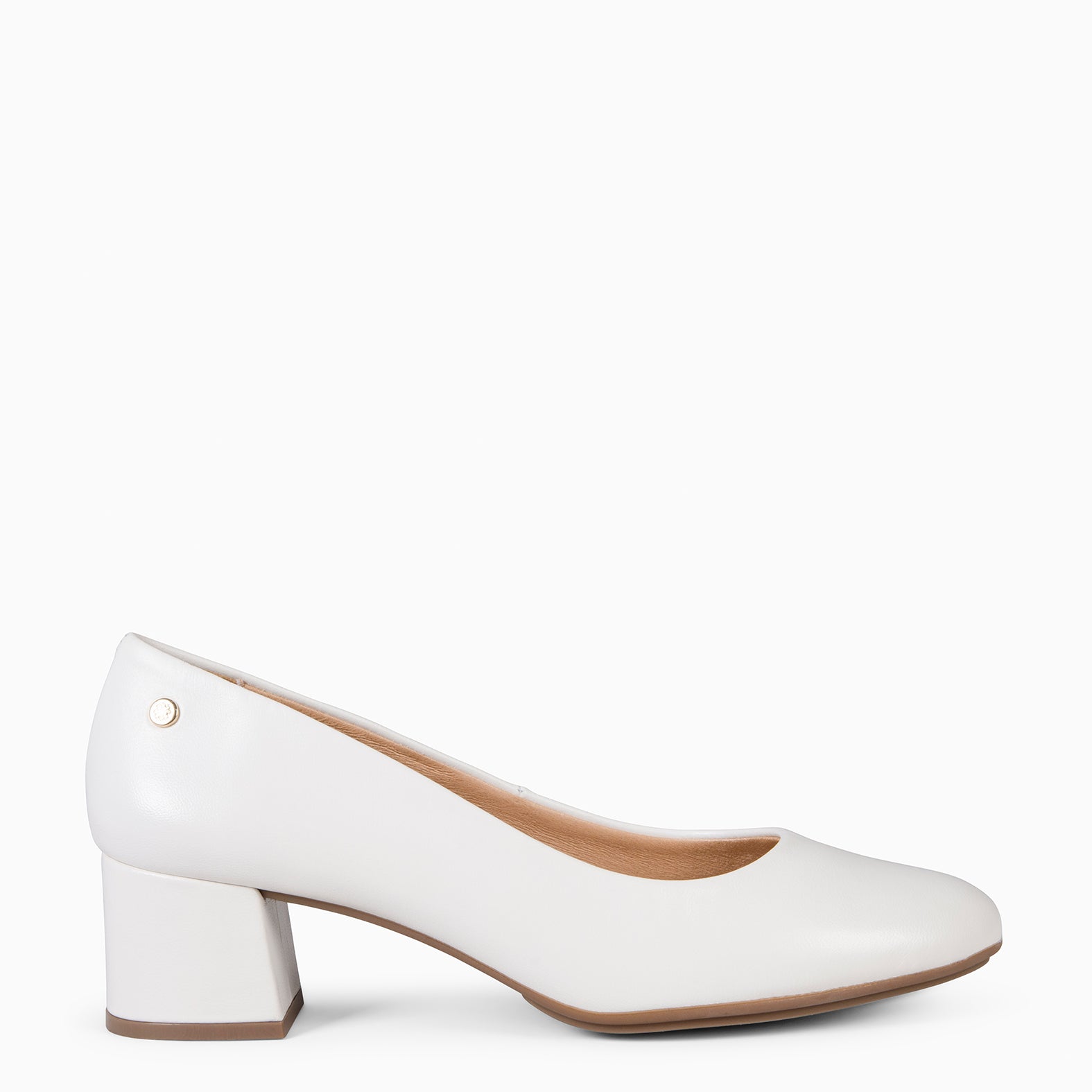 URBAN REDONDO SALÓN – Zapatos de tacón bajo de napa MARFIL - miMaO ®