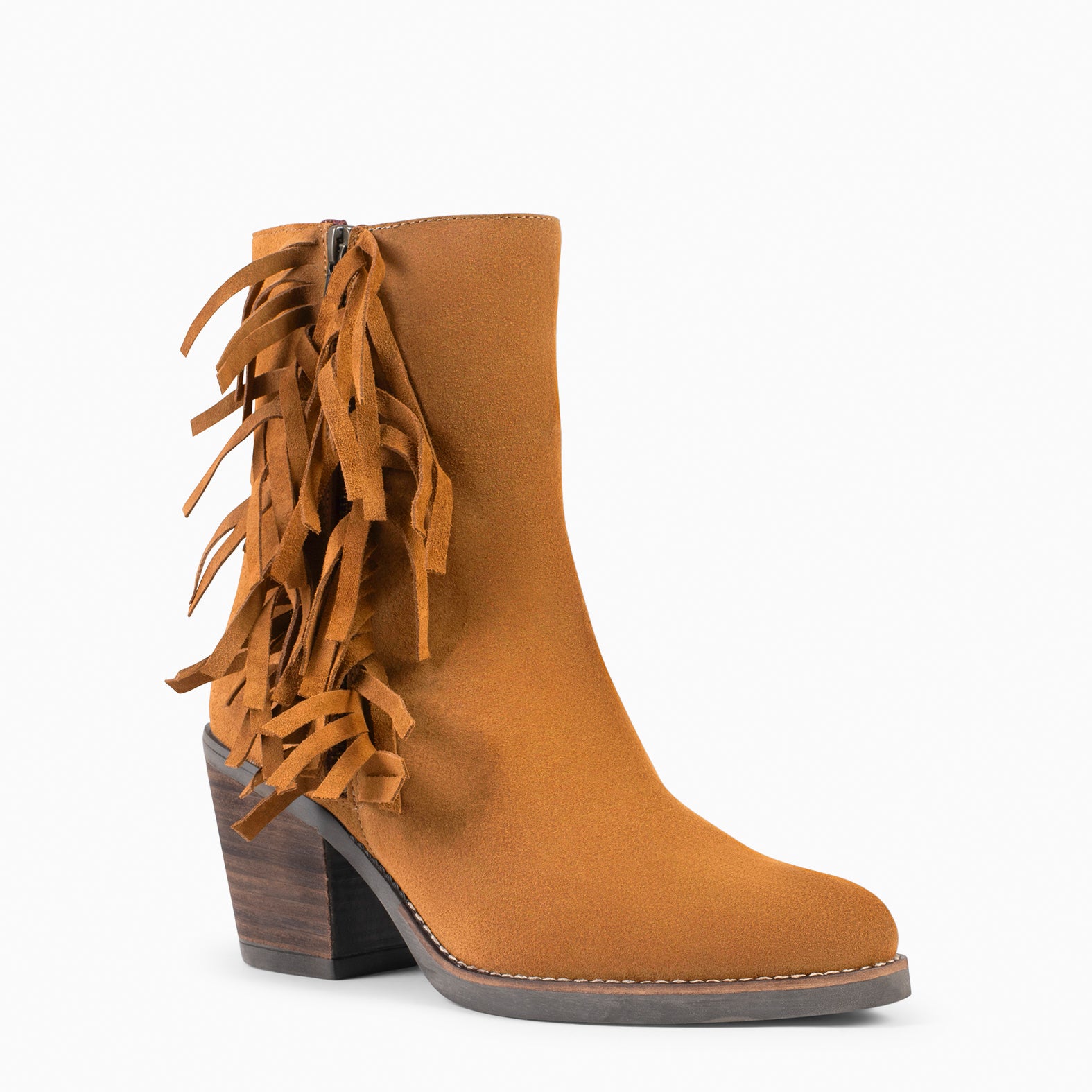 BOHO – Botines Estilo Cowboy con Flecos CAMEL
