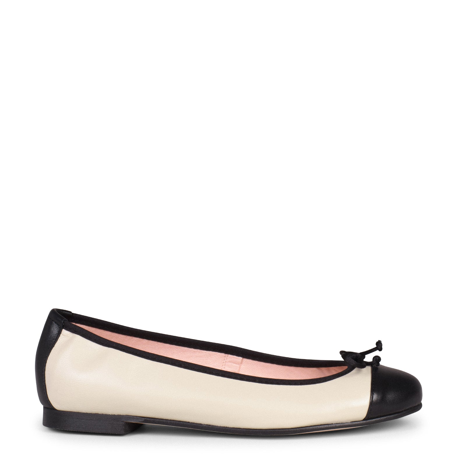 BALLET – WHITE ballerina flats with black toe