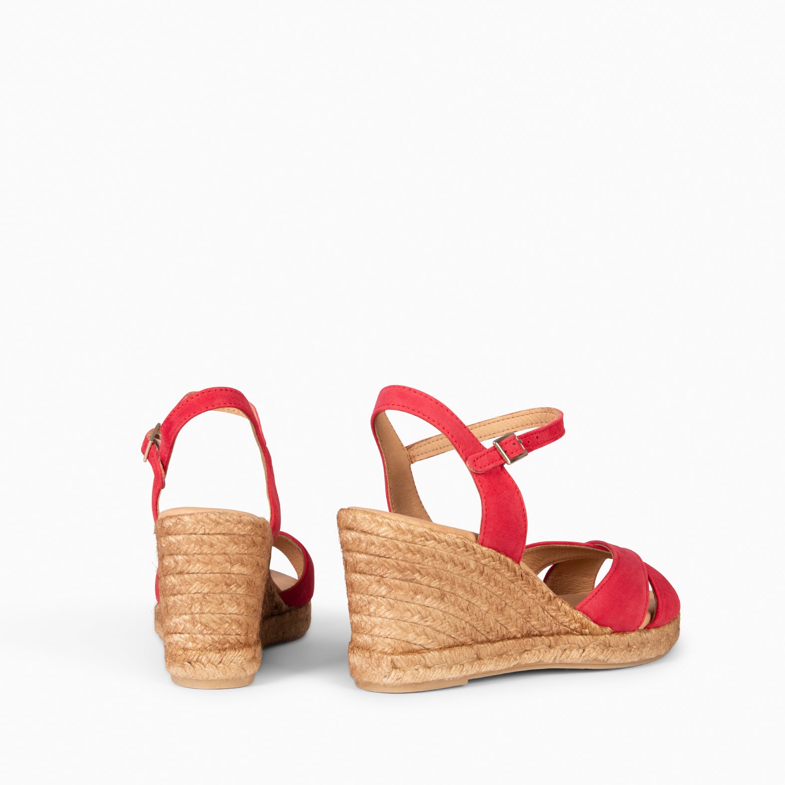 CALPE – Espadrilles à talon en daim ROUGE