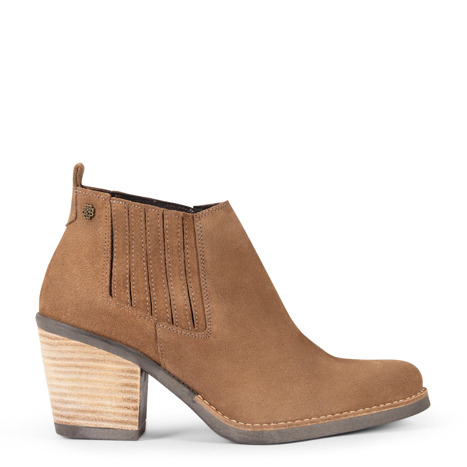 ALABAMA - Bottines cowboy pour femme en daim TAUPE