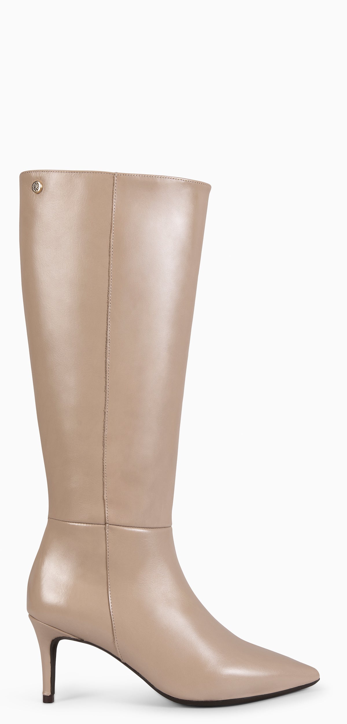 MANHATTAN – TAUPE Leather boots with thin heel