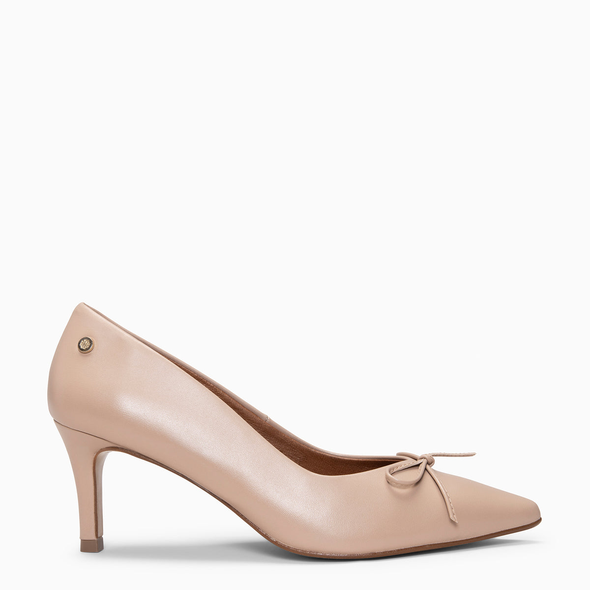 MONI - Escarpins à talon fin et nœud en cuir TAUPE