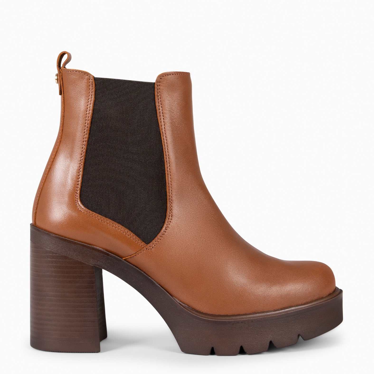 MADRID CAMEL Booties with heel and platform miMaO ®