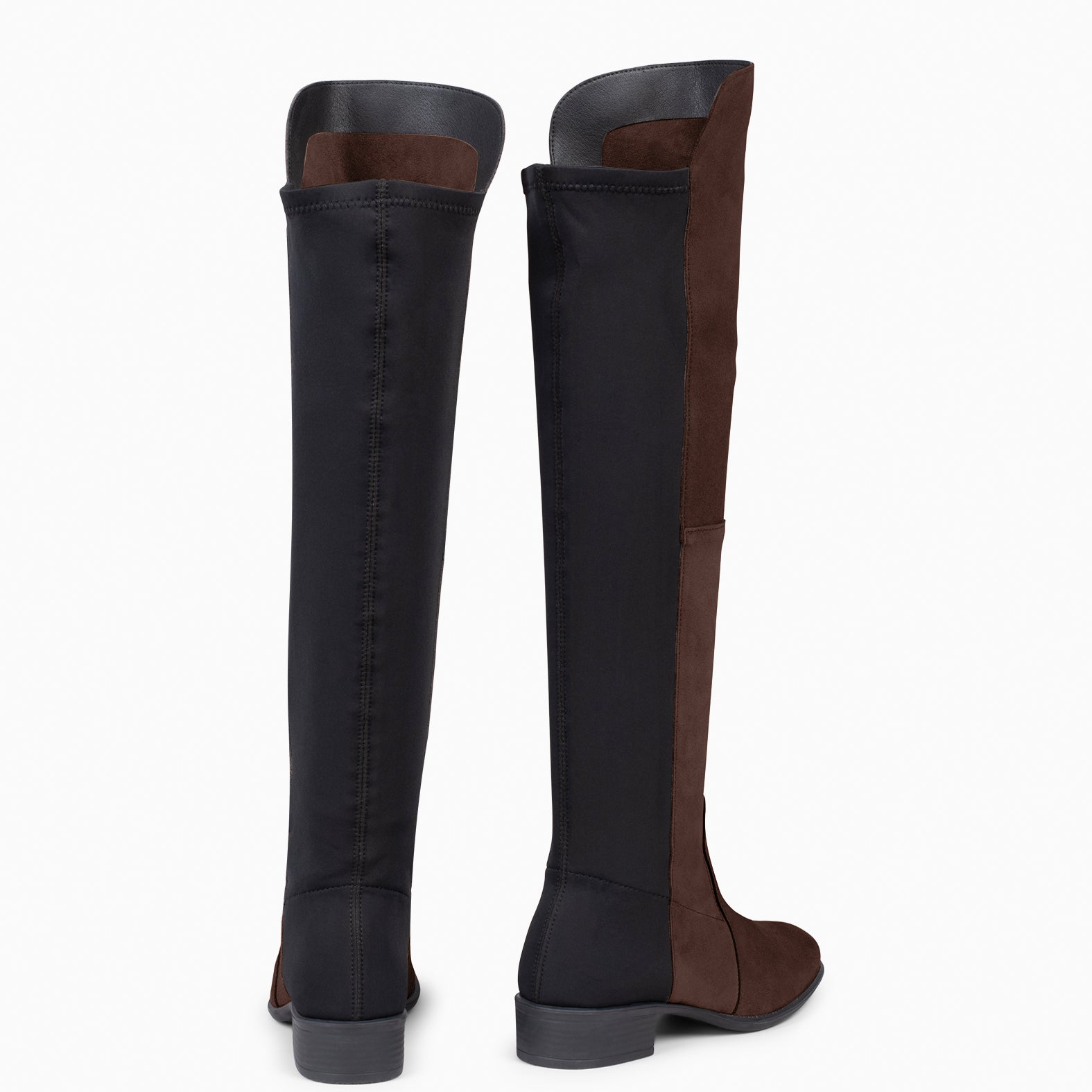 ELÁSTICA – Bota de caña alta de tacón bajo MARRÓN