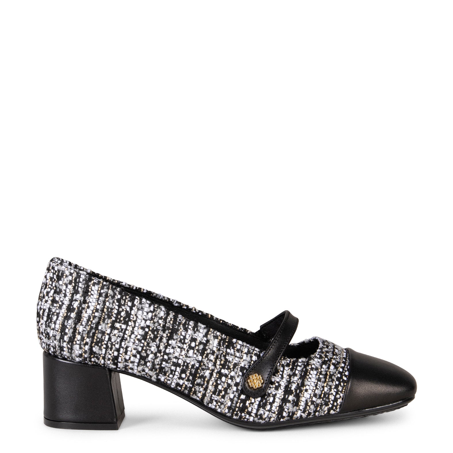 MARGOT – BLACK TWEED Heel Mary-Jane