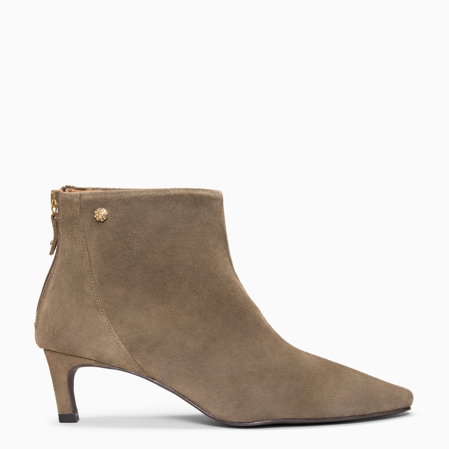 LUISA - Bottines à talon kitten et zip arrière en daim VERT