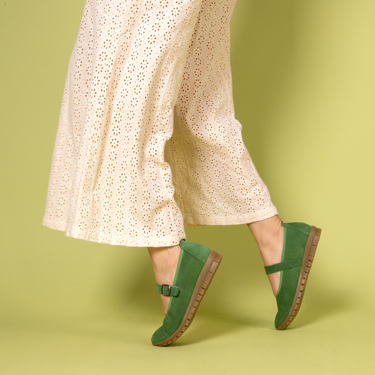 MICAELA - GREEN SUEDE MARY JANES