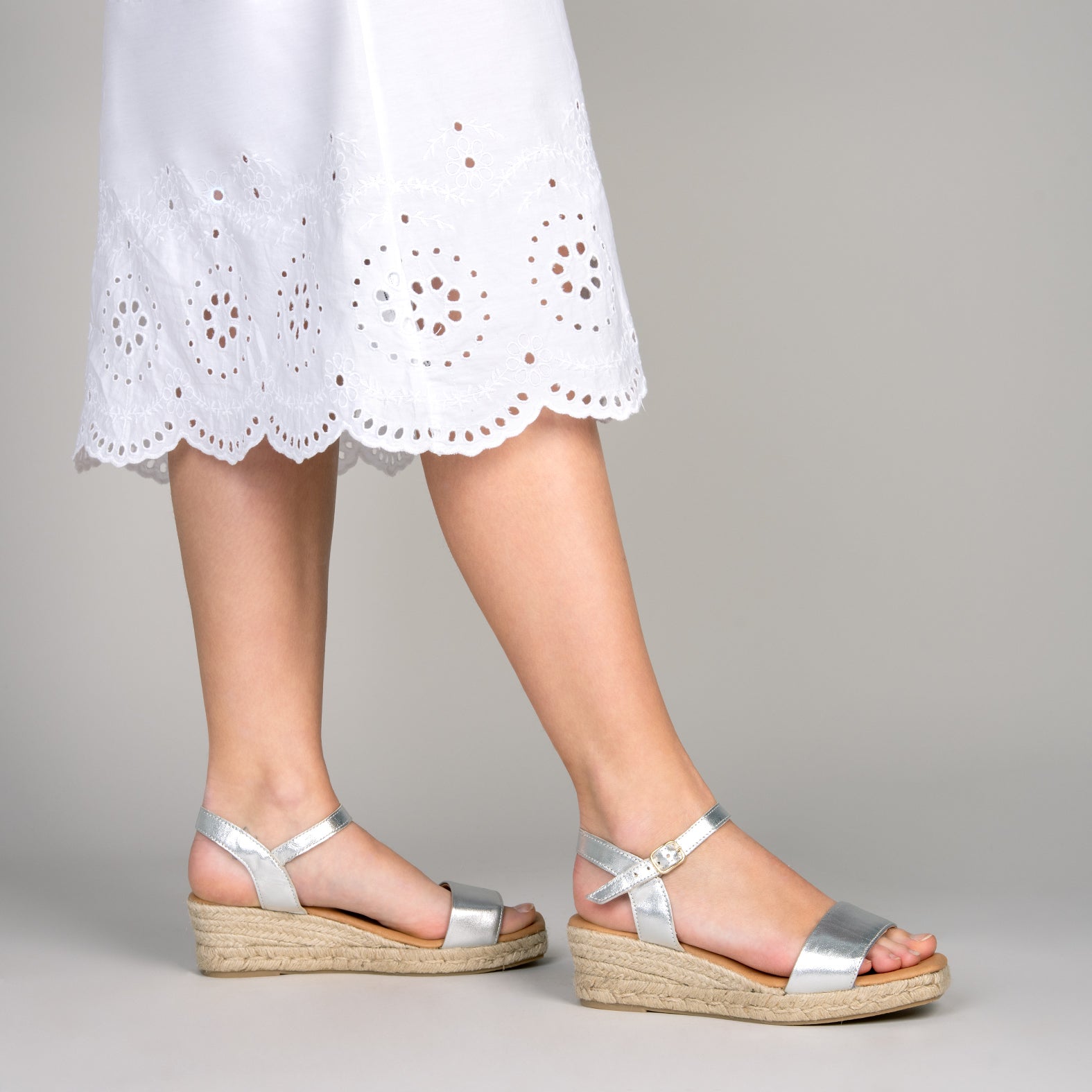 JEREZ - Sandalias de Esparto Metalizadas PLATA