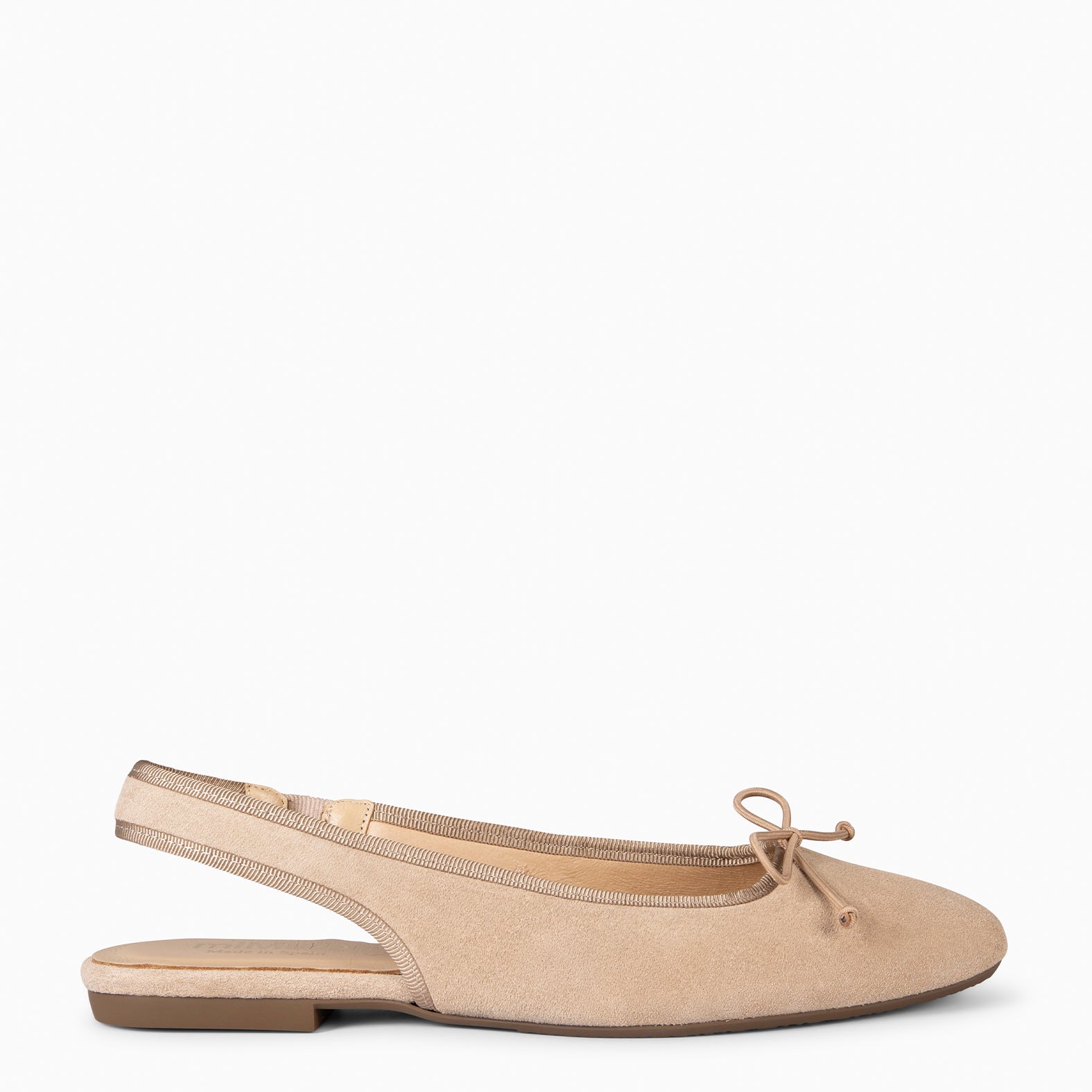MOON - BEIGE FLAT BALLERINA SLING-BACK WITH LACE