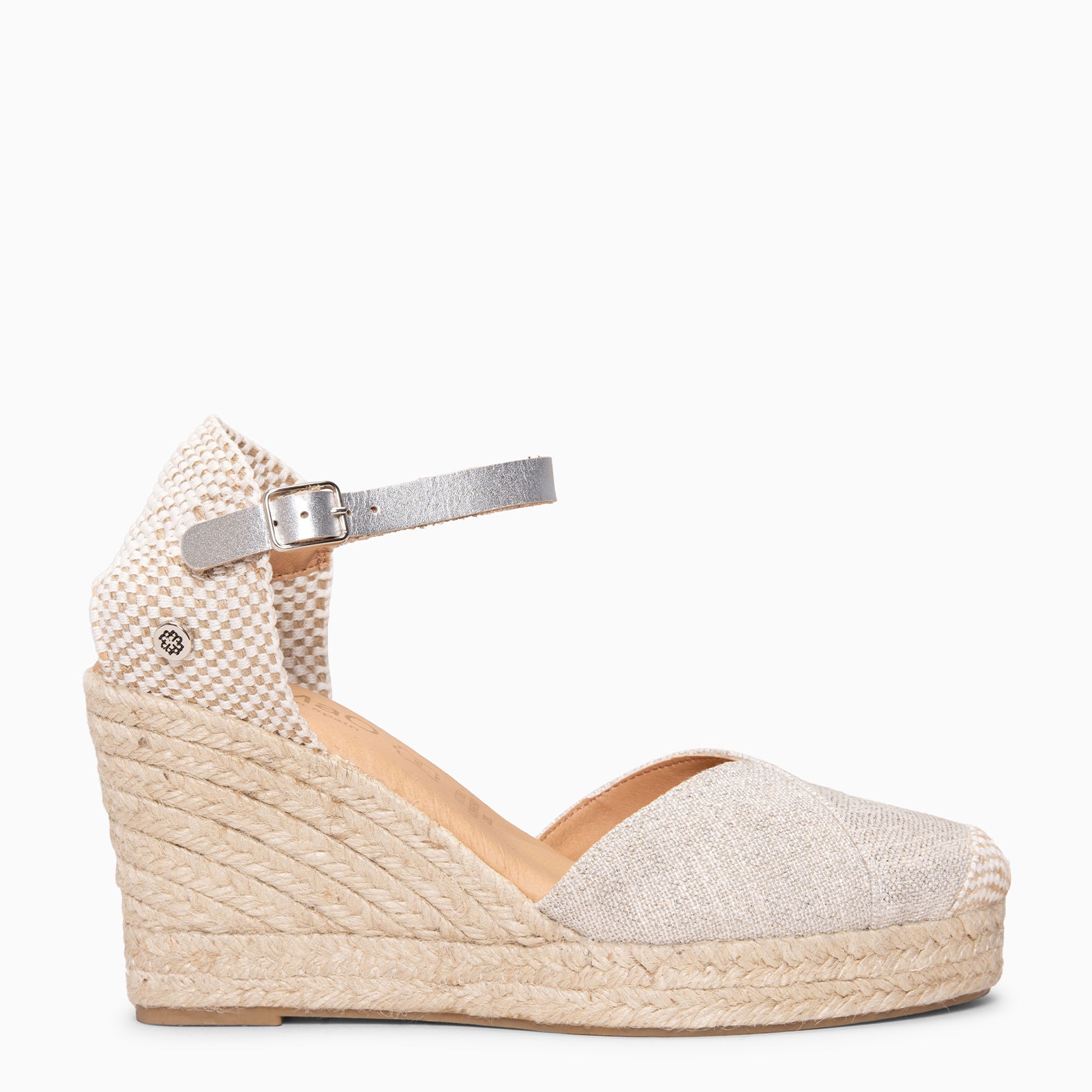 CONIL – BEIGE Metallic linen espadrille