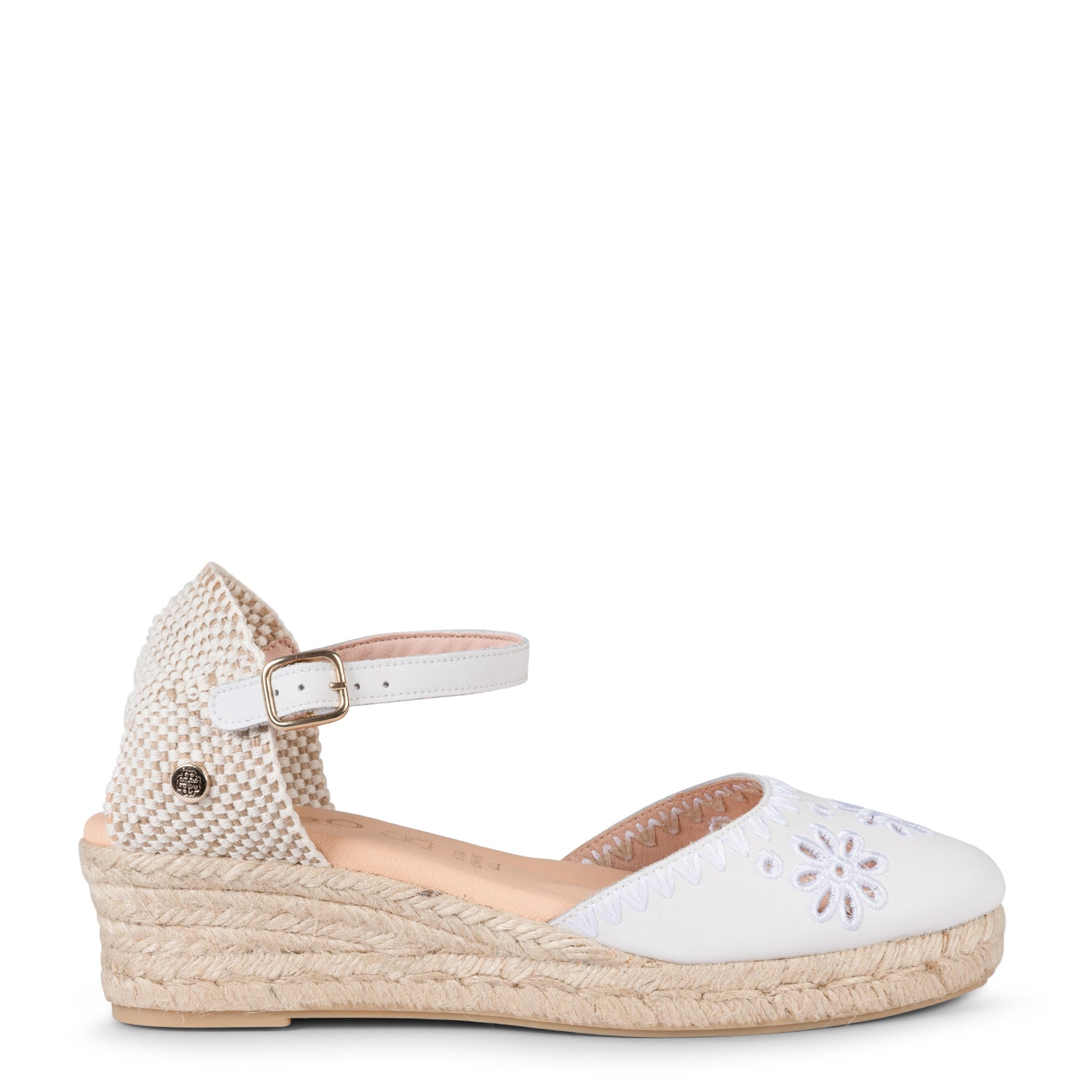CASARES XS – Espadrilles en cuir brodé BLANC