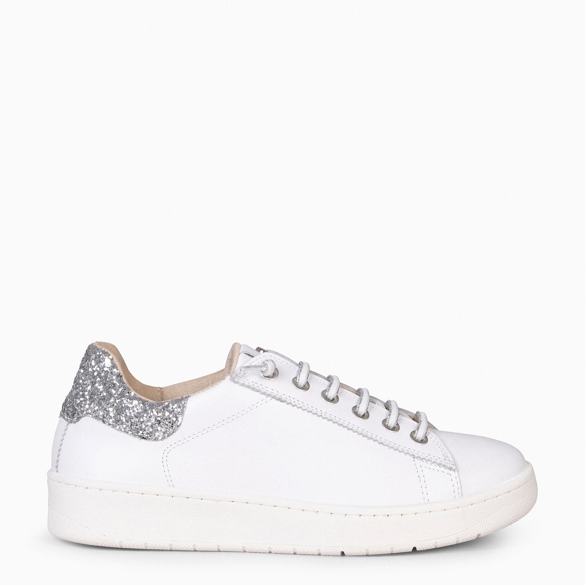 NANTES - Zapatillas Elegantes Blanco y PLATA