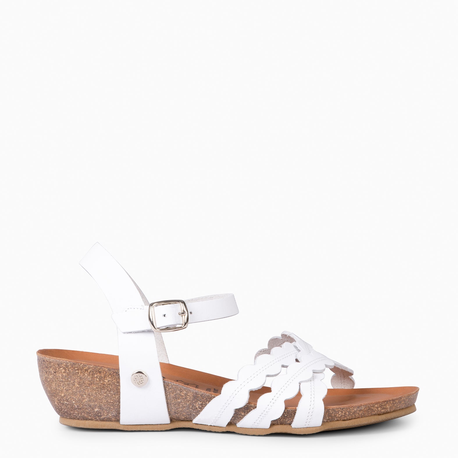 MALTA - WHITE BIO SANDALS WITH LOW WEDGE
