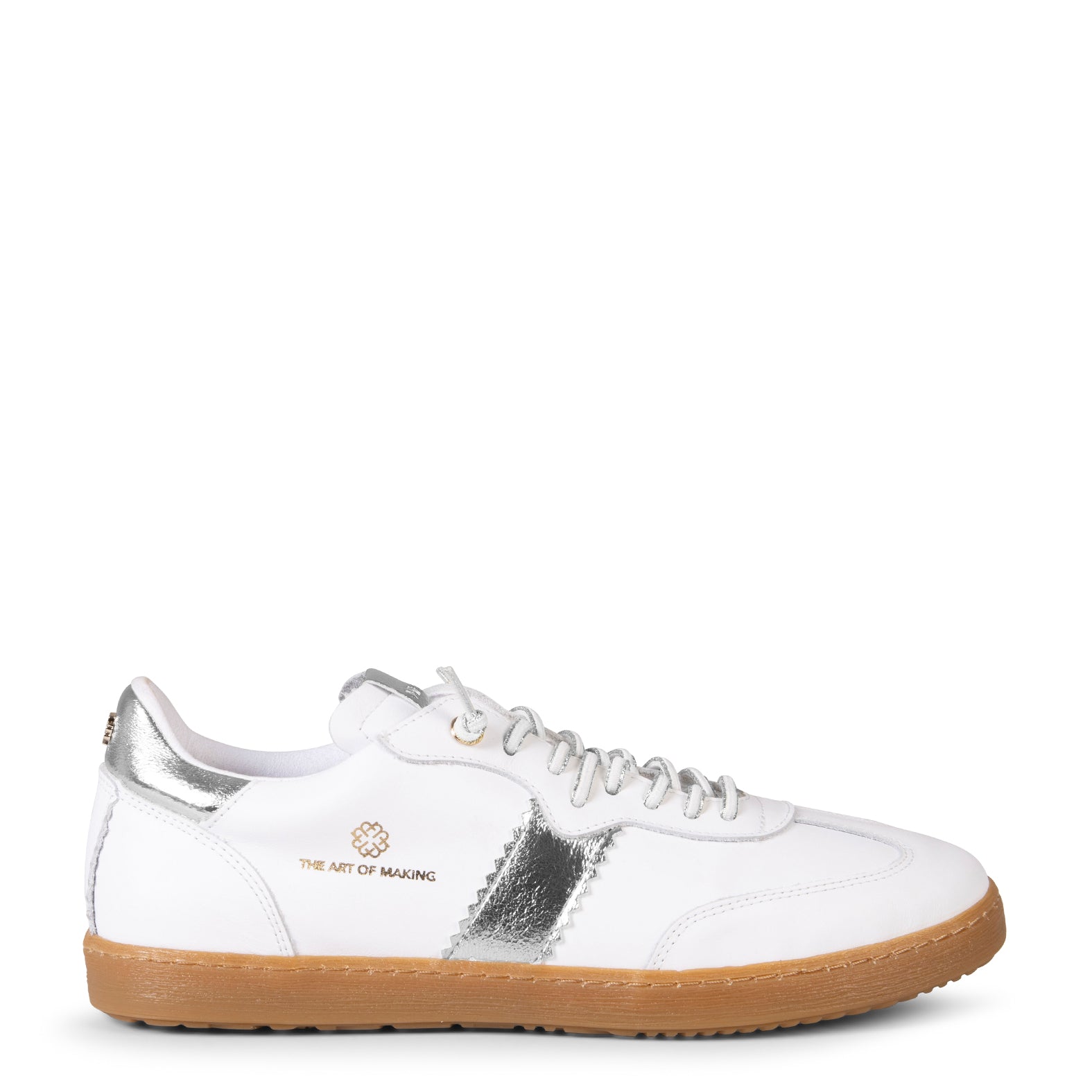 STÜDIO 01 – Baskets pour femme en cuir BLANC et ARGENTÉ