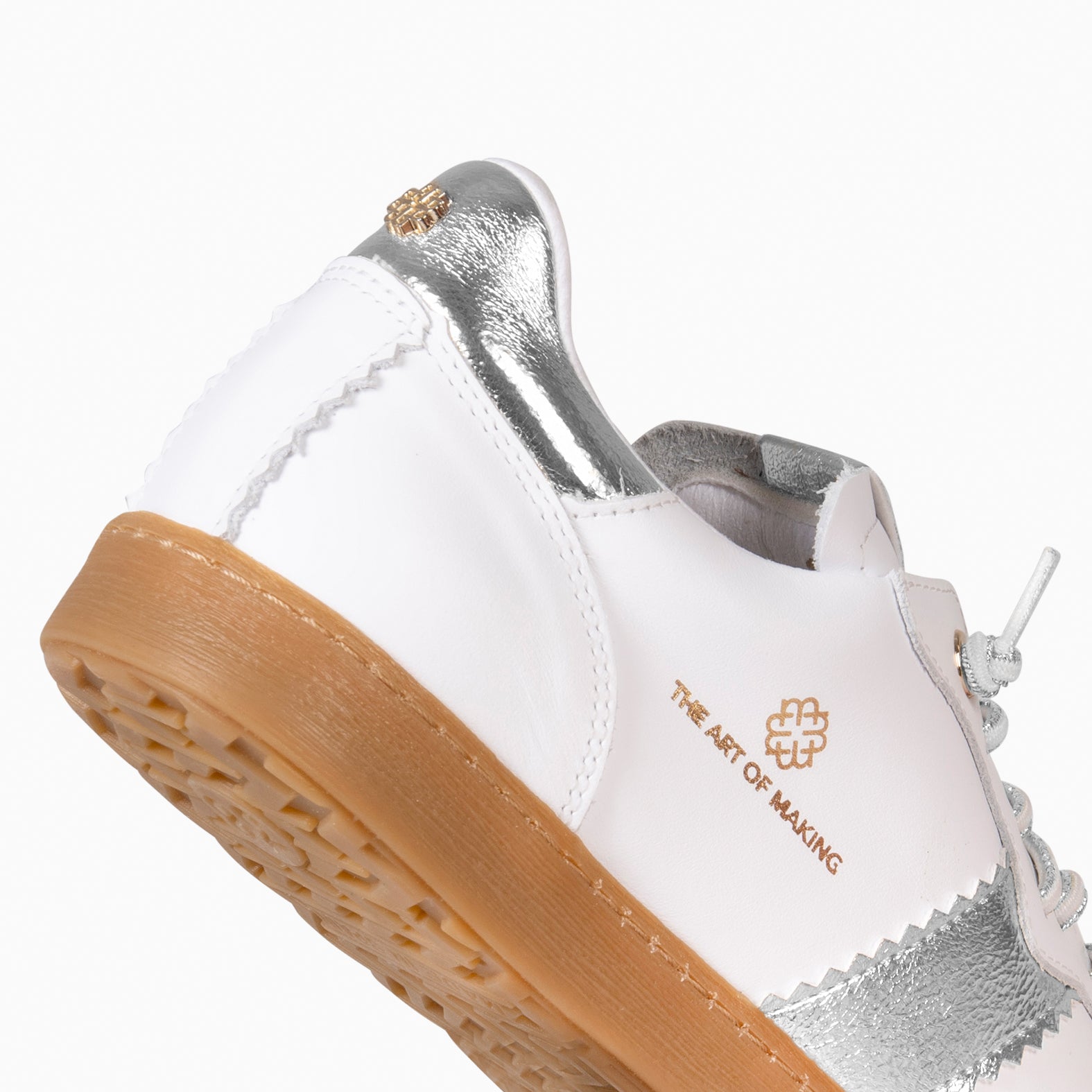 STÜDIO 01 – Baskets pour femme en cuir BLANC et ARGENTÉ