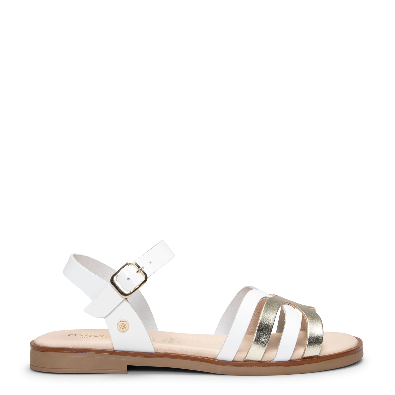 BELISA - sandalia plana de piel de vaquetilla en BLANCO PLATINO