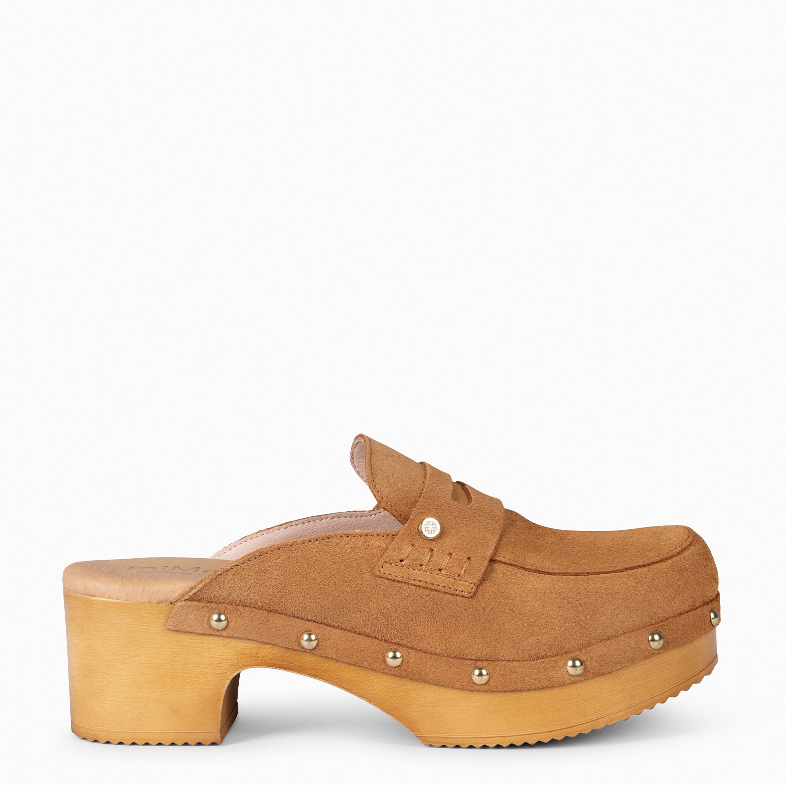 GASSIN - Zuecos con tacón Bajo y Plataforma CAMEL