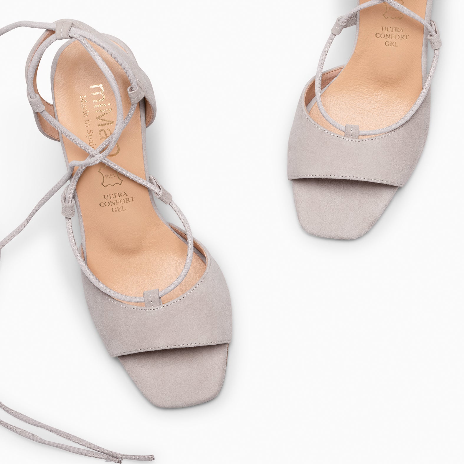 MÓNICA - PEARL GREY ELEGANT HEELED SANDALS