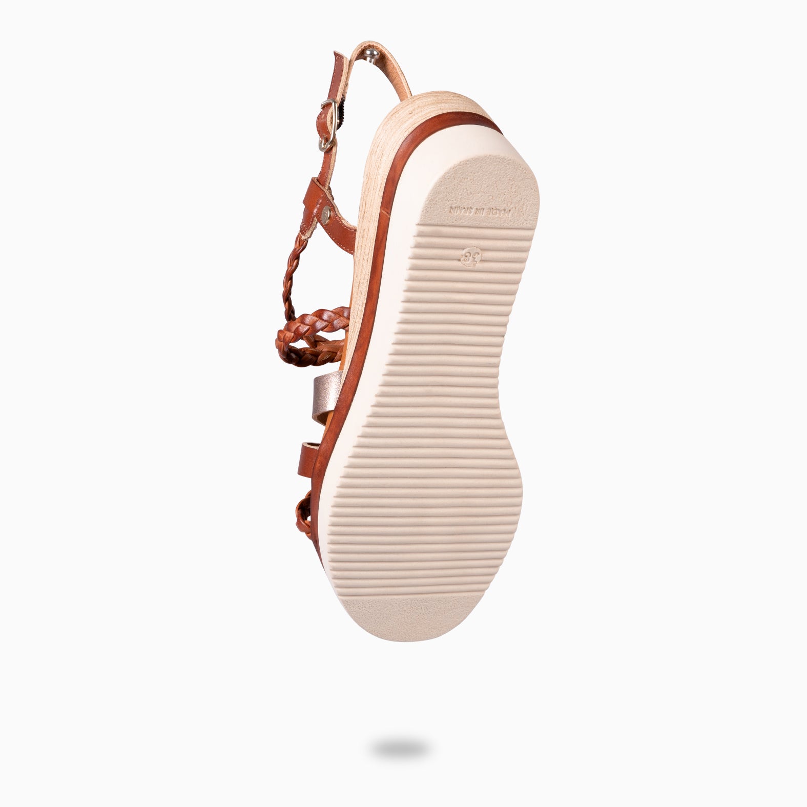 GLADYS - SANDALIA BICOLOR CON CUÑA CAMEL