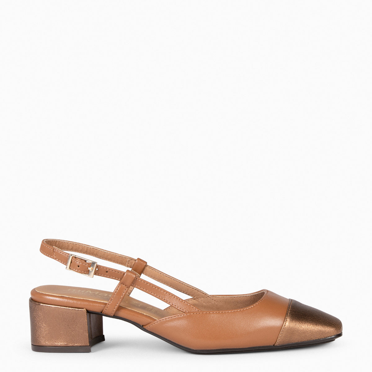 AUDREY – LEATHER and COPPER Sling-back ballerina