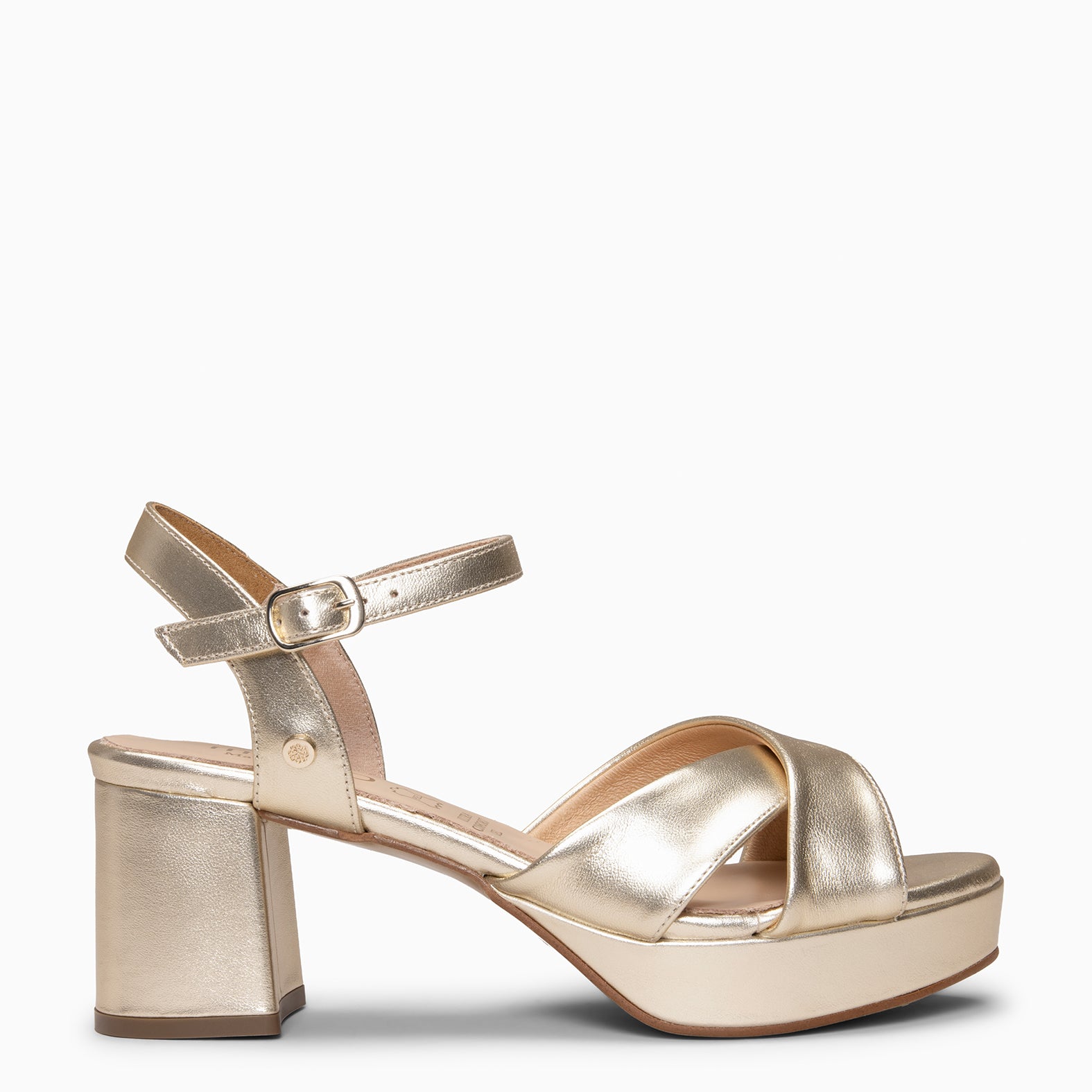 CERDEÑA - Sandalias de tacón ancho y plataforma PLATINO