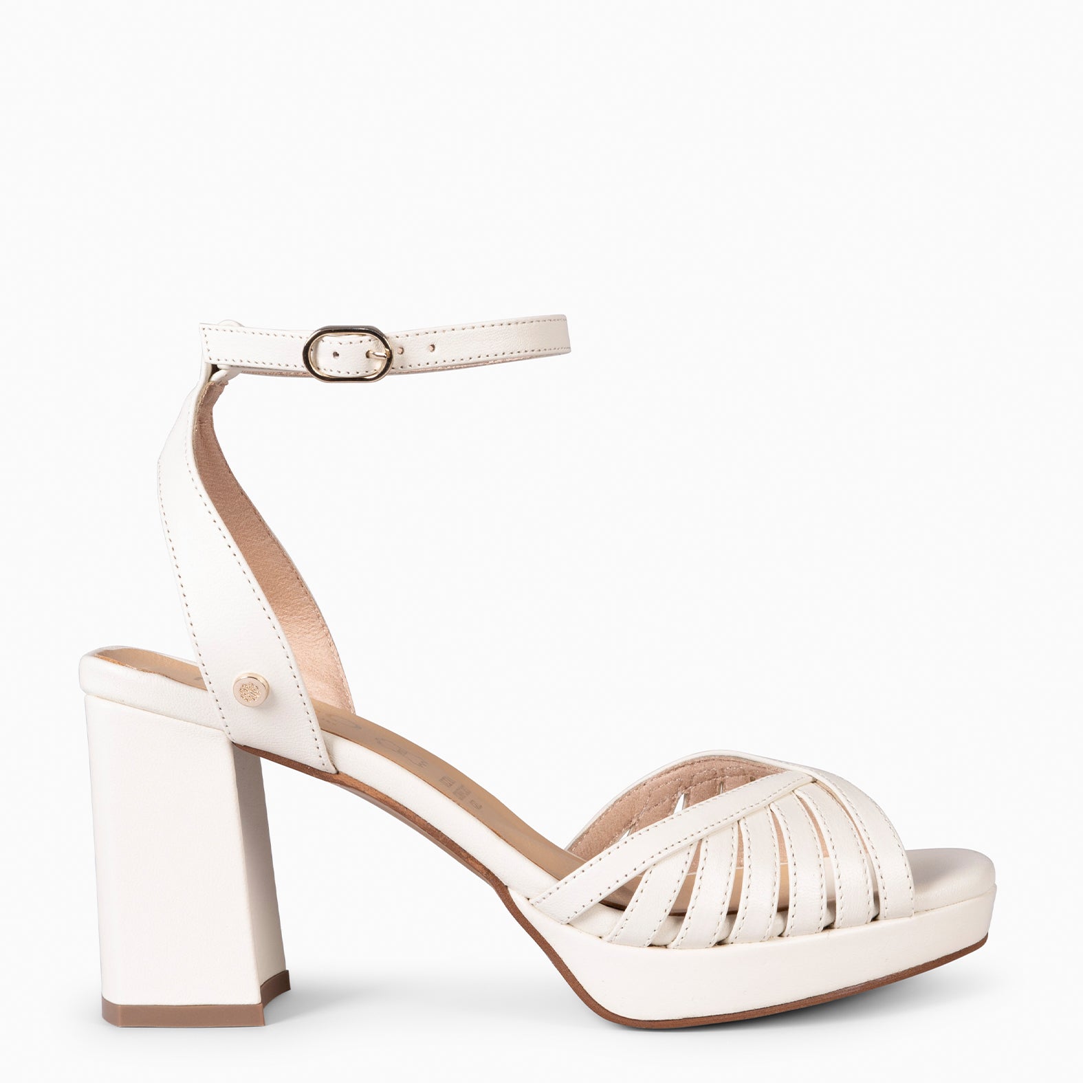 CRISTEL - SANDALIAS ELEGANTES DE TACÓN DE VESTIR HUESO