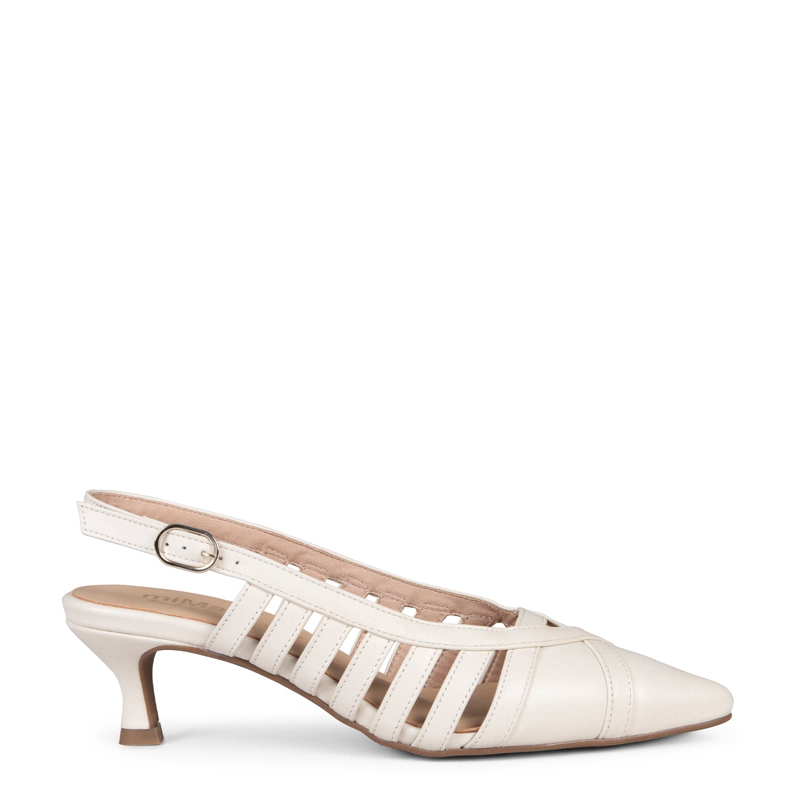 JADE – WHITE slingback kitten heels