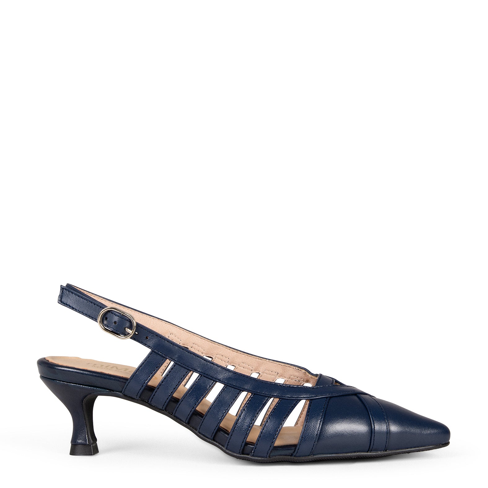 JADE – NAVY slingback kitten heels