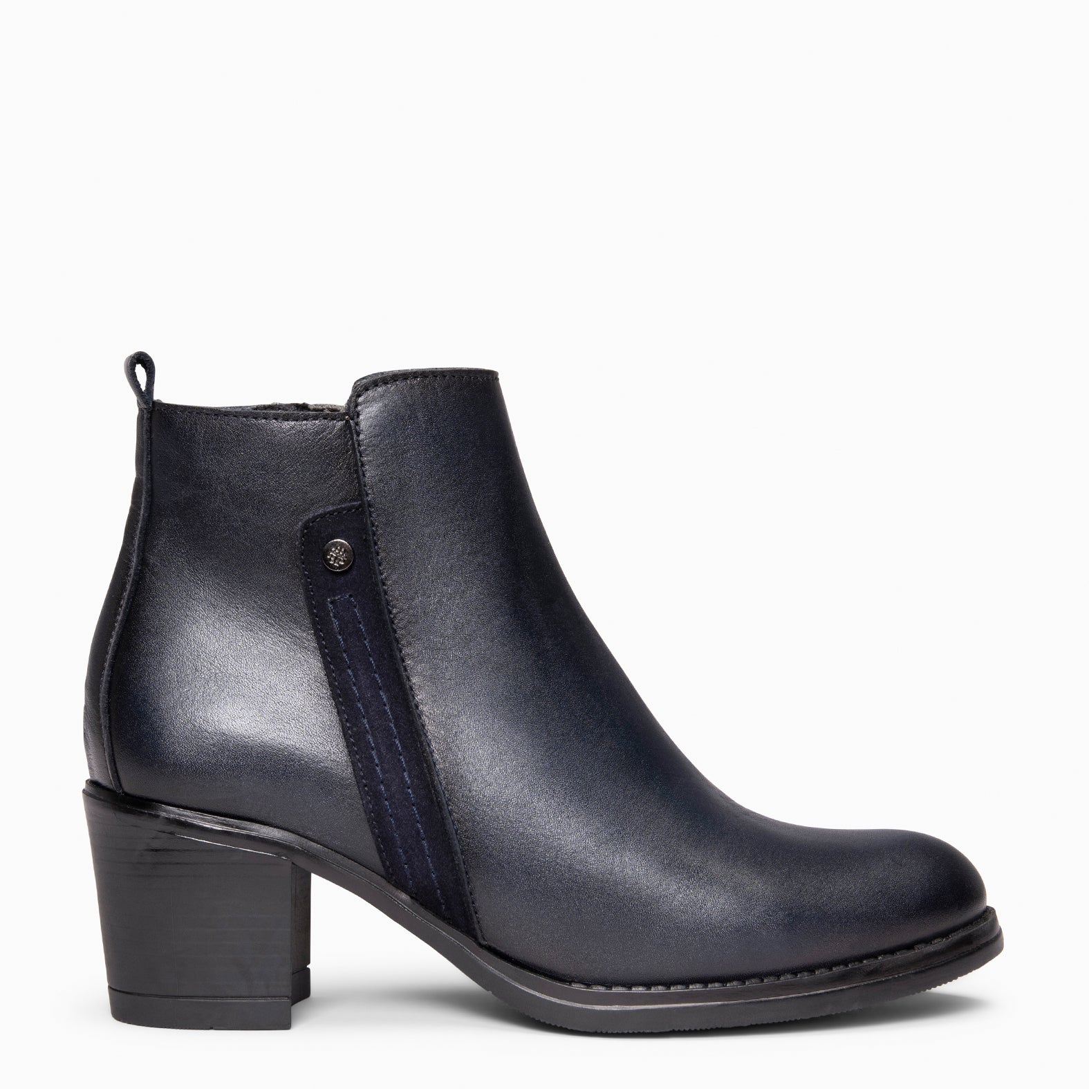 MONTSE – Botín de tacón ancho de piel MARINO