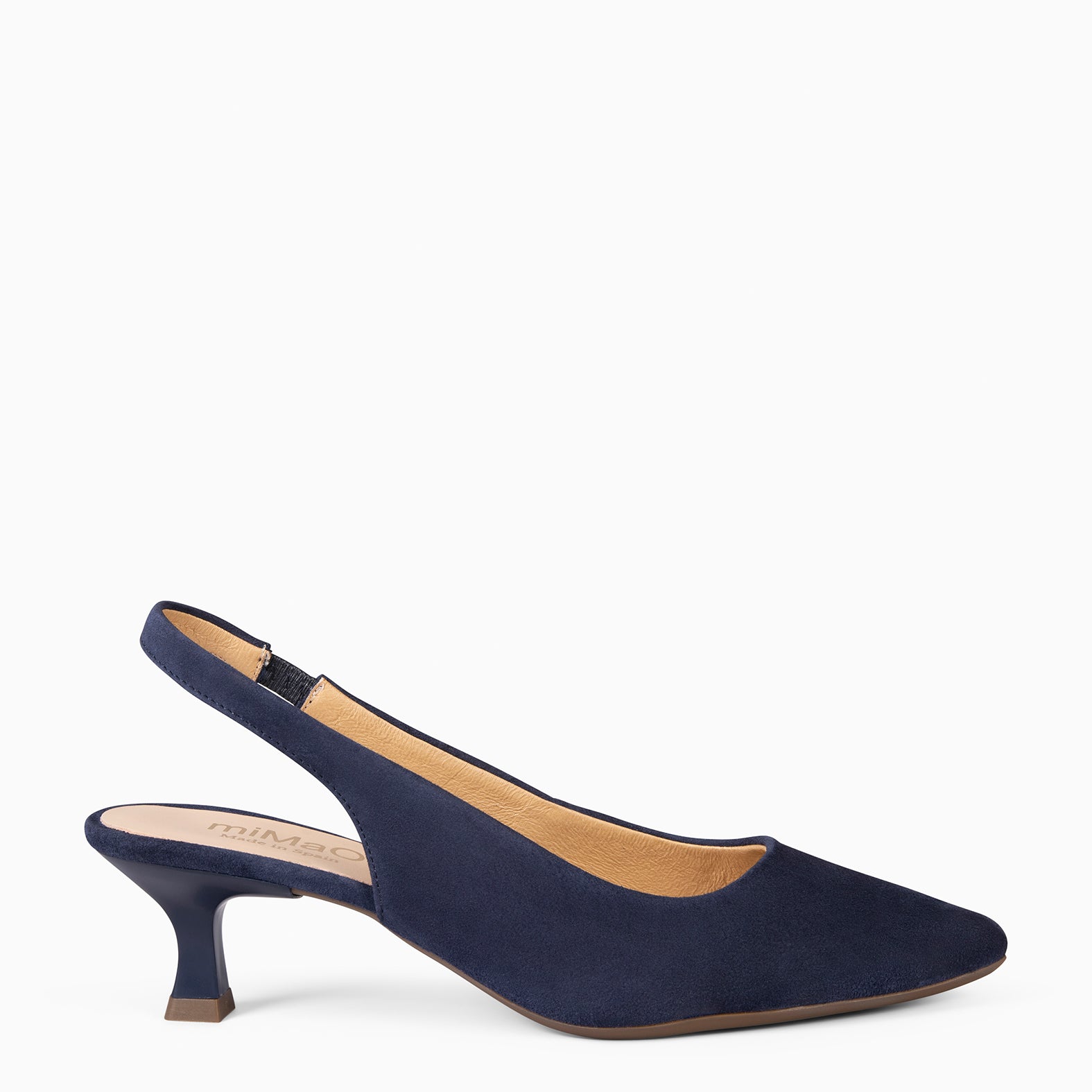 Bleu Marine Chaussure A Bride A Talon KITTEN SLINGBACKS
