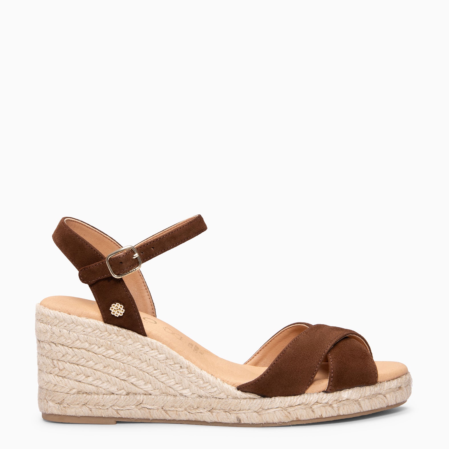 CALPE - Espadrilles à talon en daim MARRON